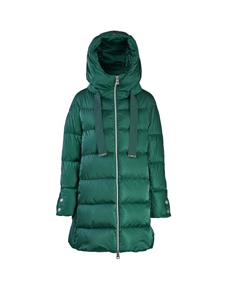 Shop HERNO  Piumino: Herno piumino a-shape in raso.
Vestibilità regolare.
Cappuccio fisso regolabile con nastro in gros grain in tono.
Chiusura con zip a doppio cursore.
Tasche a filetto.
Automatici sul fondo manica.
Composizione: 100% Poliestere.
Fabbricato in Romania.. PI1304D12170-7970