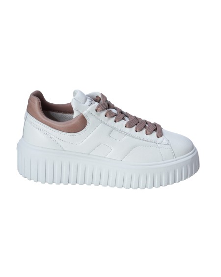 Shop HOGAN  Scarpa: Hogan sneakers Hogan H-Stripes Bianco Rosa.
Tomaia in nappa.
Inserti in pelle lucida.
H laterale.
Fussbett in memory foam 8 mm.
Suola in EVA.
Altezza totale 5,8 cm.
Indicazioni di cura e mantenimento incluse.
Custodia in tessuto inclusa.
Include un paio di lacci aggiuntivi.
Fabbricato in Italia.. HXW6450FC60SCS-0ESRBIANCO/ROSA