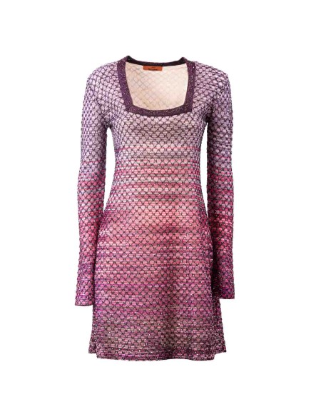 Shop MISSONI  Abito: Missoni mini abito con scollatura squadrata.
Maniche lunghe.
Multicolore.
Composizione: 85% Viscosa 9% Poliestere 5% Poliammide 2% Metallo.
Fabbricato in Romania.. DS23WG1PBK026W-S506H