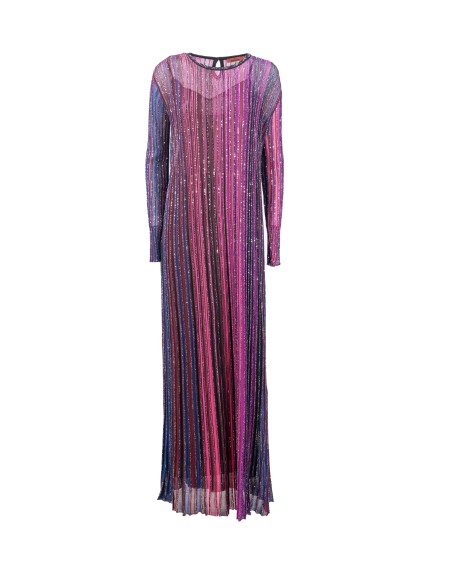 Shop MISSONI  Abito: Missoni abito lungo.
Lavorato a maglia.
Paillettes.
A righe.
Collo tondo.
Maniche lunghe.
1 bottone.
Sottoveste interna.
Composizione: 96% Seta 4% Elastan.
Fabbricato in Italia.. DS23WG2SBK027E-SM91N