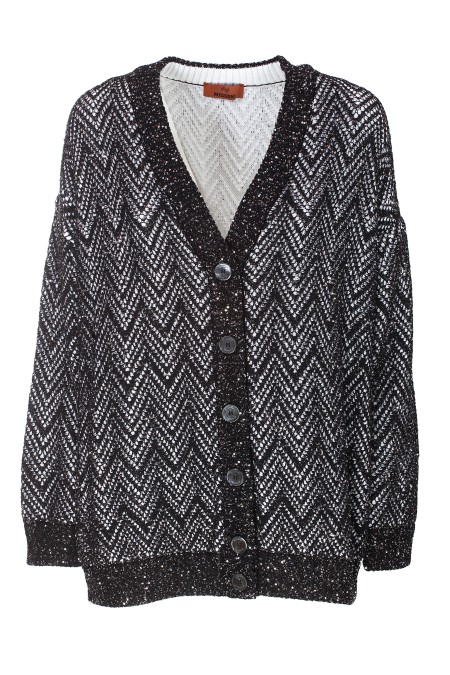 Shop MISSONI  Cardigan: Missoni cardigan oversize a rete con paillettes.
Fit oversize.
Realizzato in maglia a rete. 
Maniche lunghe.
Bottoni.
Composizione: 35% Poliammide 35% Poliestere 20% Cotone 10% Poliuretano.
Fabbricato in Italia.. DS23WM02BK025E-S90DI