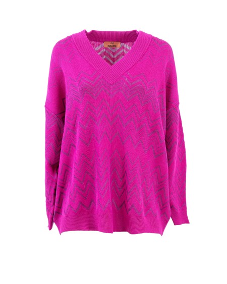 Shop MISSONI  Pull: Missoni maglia lavorata a maglia.
Fantasia del Designer.
Collo a v.
Maniche lunghe.
Composizione: 60% Lana, 40% Viscosa
Fabbricato in Romania.. DS23WN0PBK027A-82929