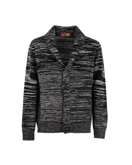 Shop MISSONI  Cardigan: Missoni cardigan in cashmere.
Collo sciallato.
Maniche lunghe.
Fantasia bicolore.
Chiusura con bottoni.
Vestibilità regolare.
Composizione: 100% Cashmere.
Fabbricato in Italia.. UC23WM00BK016W-F9001