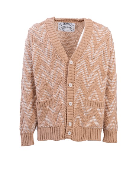 Shop MISSONI  Cardigan: Missoni cardigan lavorato a maglia.
Jacquard.
Maglia leggera.
Fantasia bicolore.
Collo a v.
Maniche lunghe.
Bottoni.
Due tasche.
Composizione: 100% Lana.
Fabbricato in Italia.. US23WM06BK026H-S0193