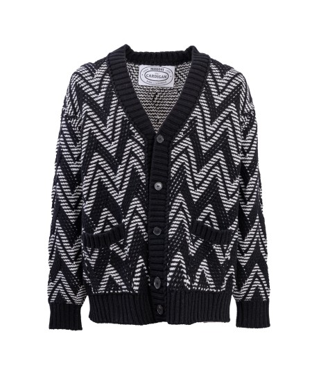 Shop MISSONI  Cardigan: Missoni cardigan lavorato a maglia.
Jacquard.
Maglia leggera.
Fantasia bicolore.
Collo a v.
Maniche lunghe.
Bottoni.
Due tasche.
Composizione: 100% Lana.
Fabbricato in Italia.. US23WM06BK026H-S91GM