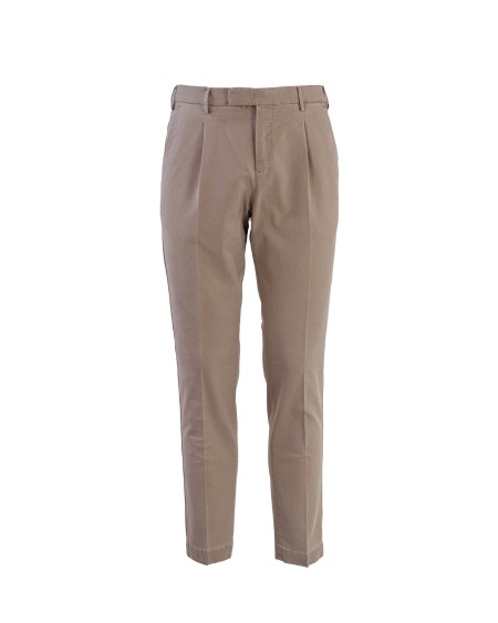 Shop PT01  Trousers: PT01 stretch cotton trousers, washed.
Waist with a dart.
Zip and hook closure, superimposed.
Two front pockets and two back pockets with flap.
Composition: 54% cotton 43% lyocell 3% elastane.
Made in Italy.. COATMAZA0CL1SD49-N051