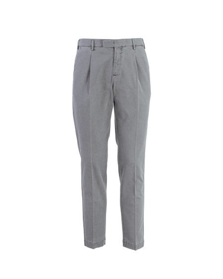 Shop PT01  Trousers: PT01 stretch cotton trousers, washed.
Waist with a dart.
Zip and hook closure, superimposed.
Two front pockets and two back pockets with flap.
Composition: 54% cotton 43% lyocell 3% elastane.
Made in Italy.. COATMAZA0CL1SD49-N241