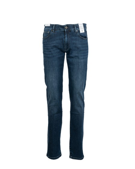 Shop PT05  Jeans: PT05 straight jeans in cotton denim.
Front closure with button and concealed zip.
Belt loops.
Five pockets.
Composition: 87% Cotton, 11% Polyester, 2% Elastane.
Made in Italy.. C5DJ05Z10BASOA30-MS75