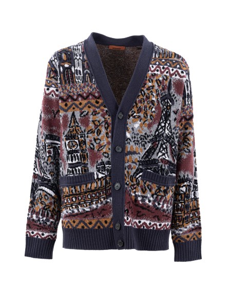 Shop MISSONI Saldi Cardigan: Missoni cardigan con scollatura a V in misto lana.
Chiusura a bottoni.
Maglia di misto lana.
Profili a costine.
Composizione: 55% lana, 23% viscosa, 15% cotone, 4% poliammide. 
Made in Romania.. US24WM0A-BK038V-SM9GR