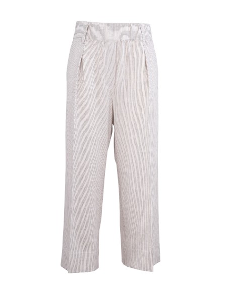 Shop CIRCOLO  Pantalone: Circolo pantalone in Piquet Filo di Scozia stampato.
Micro gessato.
Vita elasticizzata.
Loose fit.
Una pince.
Due tasche laterali e due posteriori a filo.
Pantalone: lunghezza 91 cm (taglia S).
Composizione: 97% cotone 3% elastan.
Fabbricato in Romania.. FD2289-TOFU