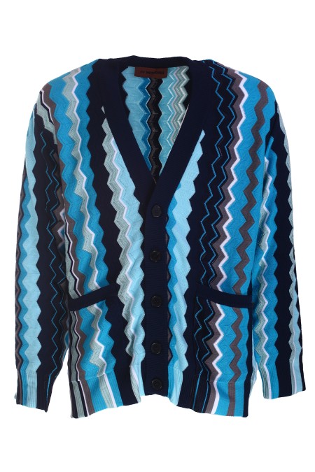 Shop MISSONI  Cardigan: Missoni cardigan con iconica fantasia zig-zag.
Lavorato a maglia.
Fantasia multicolore.
Scollo a v.
Maniche lunghe.
Chiusura con bottoni.
Tasche a toppa sul davanti.
Composizione: 47% Cotone, 30% Viscosa, 23% Poliammide.
Fabbricato in Tunisia.. US23SM0B-S7298