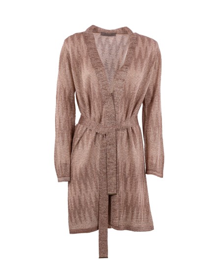 Shop D.EXTERIOR  Cardigan: D.Exterior lurex cardigan.
Long sleeves.
Removable strap.
Metal hook closure.
Composition: 70% Viscose, 30% Polyester.
Made in Italy.. 58332-5ROSA/BEIGE