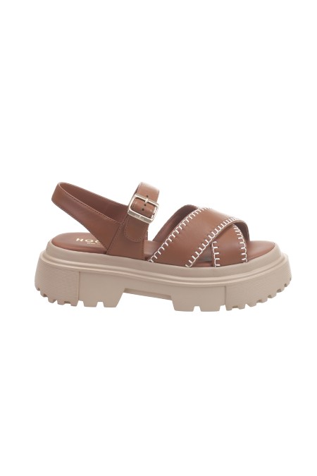 Shop HOGAN  Sandalo: Hogan sandals H644.
Upper in nappa.
Heel strap with buckle.
Leather insole.
Rubber sole.
Fabric case included.
Made in Italy.. HXW6440FJ30LE9-S003