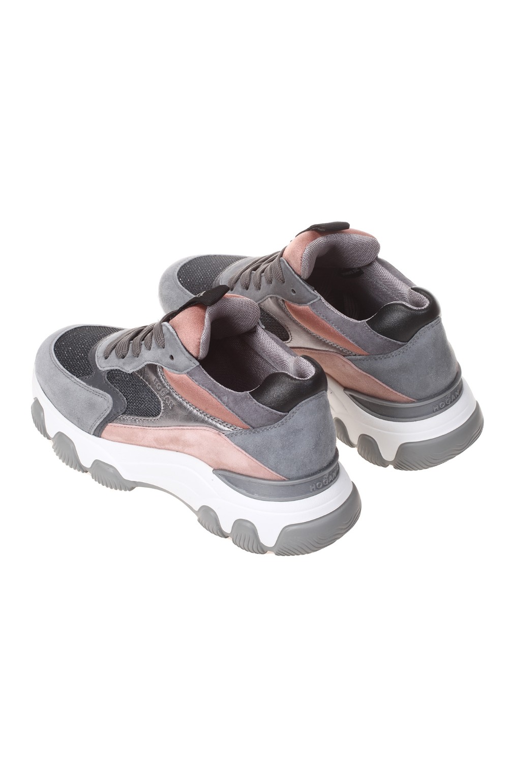 shop HOGAN  Scarpe: Hogan Hyperactive grigia e rosa.
Tomaia in pelle scamosciata.
Inserti in tessuto tecnico shiny.
Dettagli in tessuto effetto scuba e pelle metallizzata.
Logo Hogan laterale.
Fussbett in memory foam 8 mm.
Suola in gomma.
Altezza totale 6,2 cm.
Indicazioni di cura e mantenimento incluse.
Custodia in tessuto inclusa.
Composizione: 100% pelle. 
Made in Italy.. HXW5400DG6097M-0YPS number 5809679
