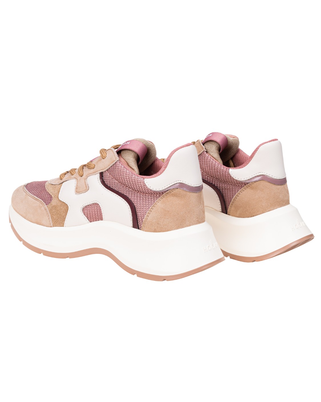 shop HOGAN  Scarpe: Hogan sneakers H585 rosa e beige.
Tomaia in pelle scamosciata.
Inserti in tessuto tecnico shiny.
Dettagli in pelle liscia e metallizzata.
H laterale ondulata in pelle liscia.
Fussbett in memory foam 5 mm.
Suola in gomma extralight.
Altezza totale 5,5 cm.
Custodia in tessuto inclusa.
Made in Italy.. HXW5850EK803HL-0YAV number 6426385