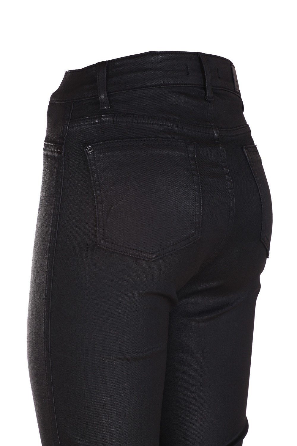 shop SEVEN  Pantalone: Seven jeans nero in cotone con fondo a zampa.
Chiusura con zip e bottone.
Cinque tasche.
Effetto spalmato.
Slim fit.
Composizione: 100% cotone.
Fabbricato in Tunisia.. JSWBV500BL-N number 8822574
