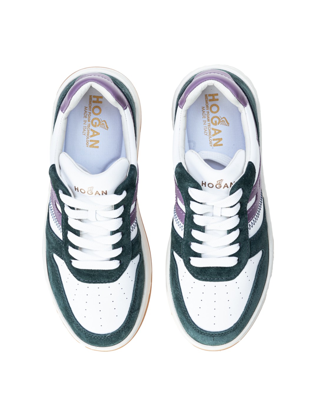 shop HOGAN Saldi Scarpa: Hogan sneakers Hogan H630 Bianco Verde Viola.
Tomaia in pelle scamosciata.
Inserti in pelle liscia.
H laterale.
Fussbett in memory foam 0,9 cm.
Suola in gomma.
Altezza totale 4 cm.
Indicazioni di cura e mantenimento incluse.
Custodia in tessuto inclusa.
Include un paio di lacci aggiuntivi.
Fabbricato in Italia.. HXW6300EU50QBL-0BAU number 4561339
