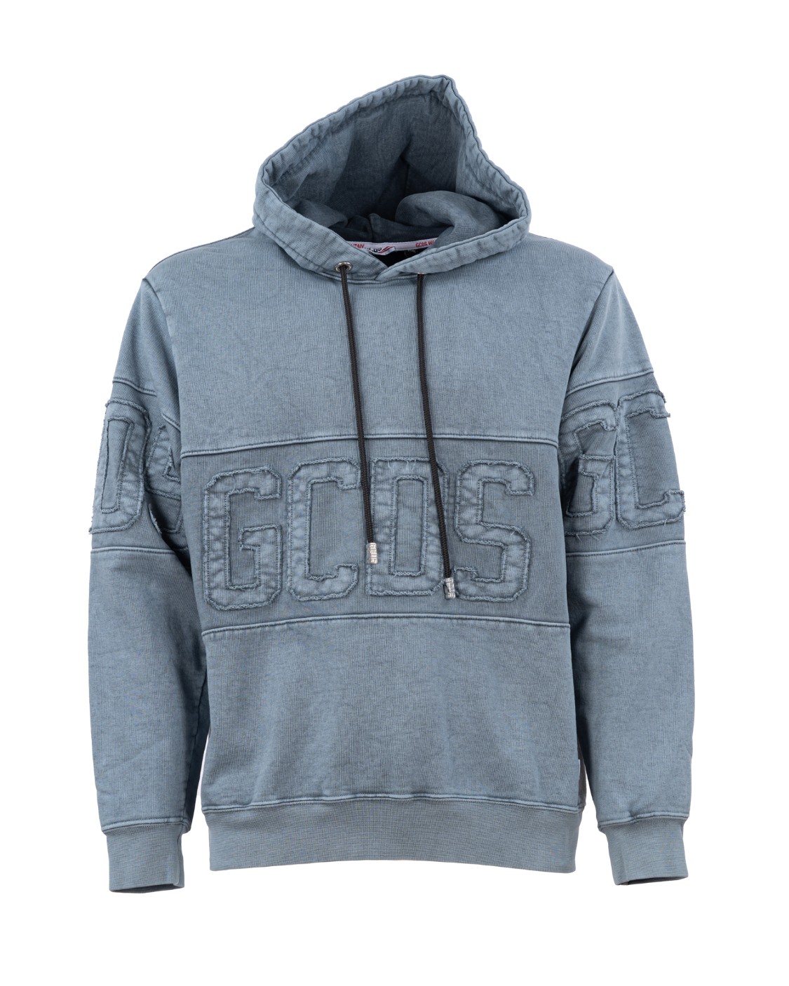 shop GCDS Saldi Felpa: GCDS felpa con logo tinta in capo.
Cappuccio regolabile.
Banda con logo intarsiata sul davanti, sulla schiena e sulle maniche. 
Ricamo sul centro del cappuccio dietro. 
Fit regular.
Aglet di corda con logo in nickel lucido.
Fondo e polsini delle maniche a costine.
Composizione: 100% Cotone.
Made in Italy.. CC22M10S112-02 number 3441173