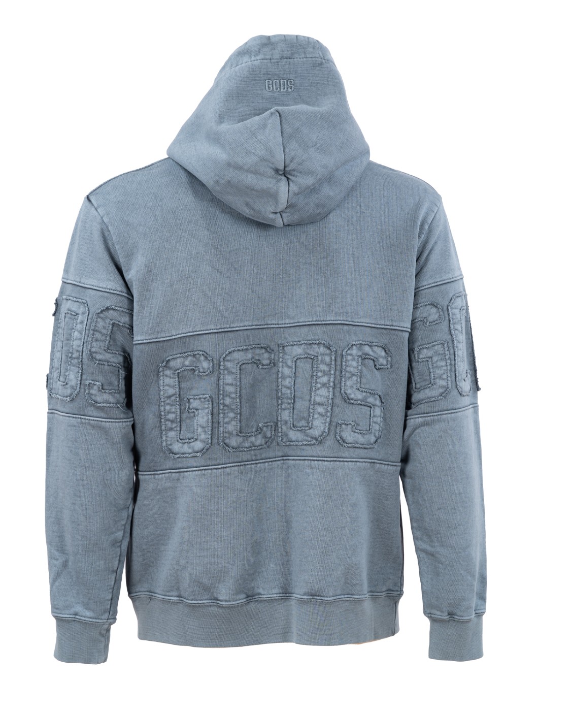 shop GCDS Saldi Felpa: GCDS felpa con logo tinta in capo.
Cappuccio regolabile.
Banda con logo intarsiata sul davanti, sulla schiena e sulle maniche. 
Ricamo sul centro del cappuccio dietro. 
Fit regular.
Aglet di corda con logo in nickel lucido.
Fondo e polsini delle maniche a costine.
Composizione: 100% Cotone.
Made in Italy.. CC22M10S112-02 number 3441173