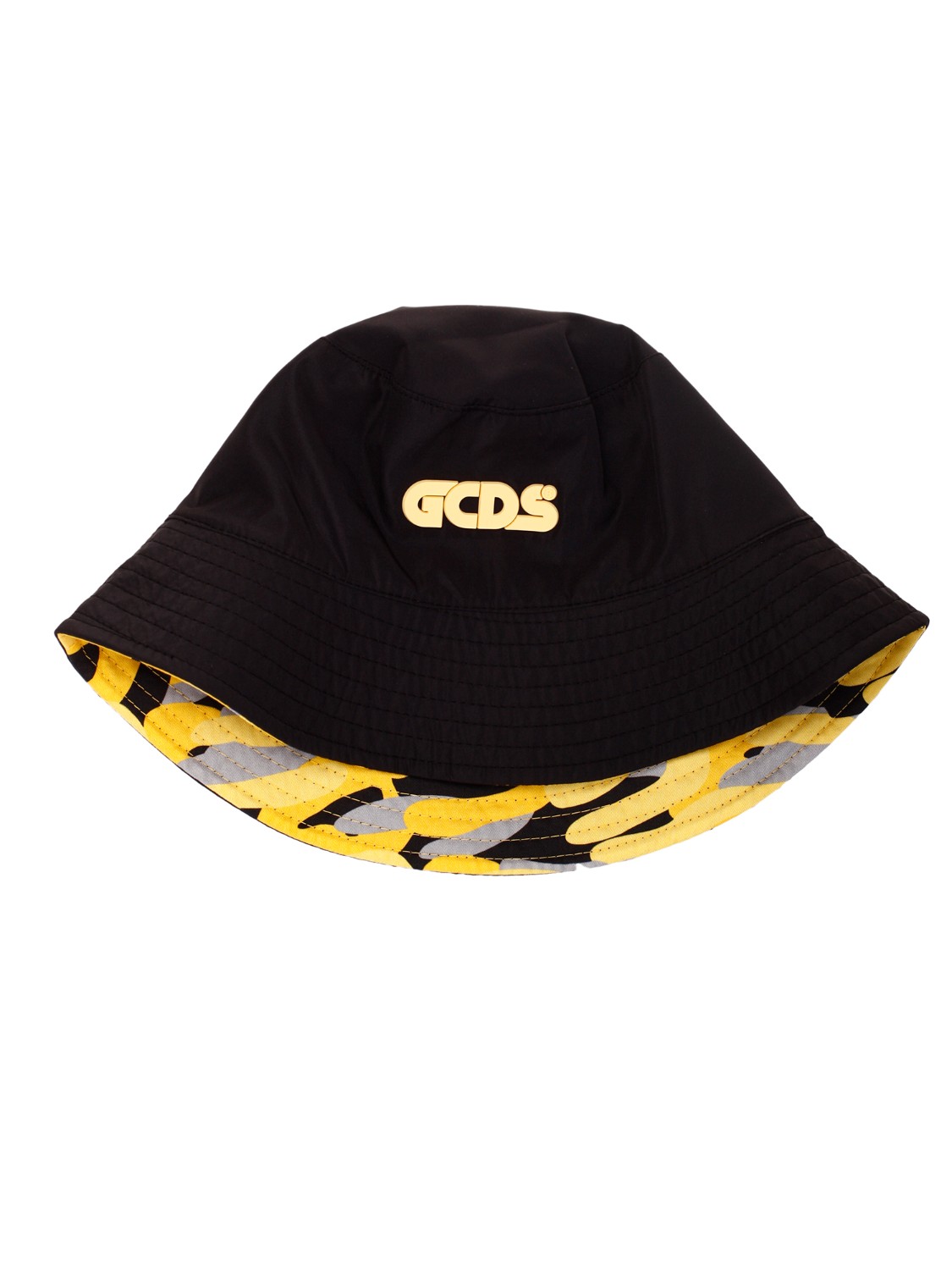 shop GCDS Saldi Cappello: GCDS cappello da pescatore con logo a contrasto. 
Suola: 100% poliestere.
Made in Italy.. SS22M530106-02 number 3491002